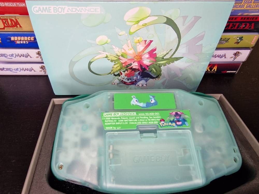 Nintendo Gameboy Advance Venusaur Shell, Funnyplaying Ips / Ags 101 style backlit Screen. GBA.