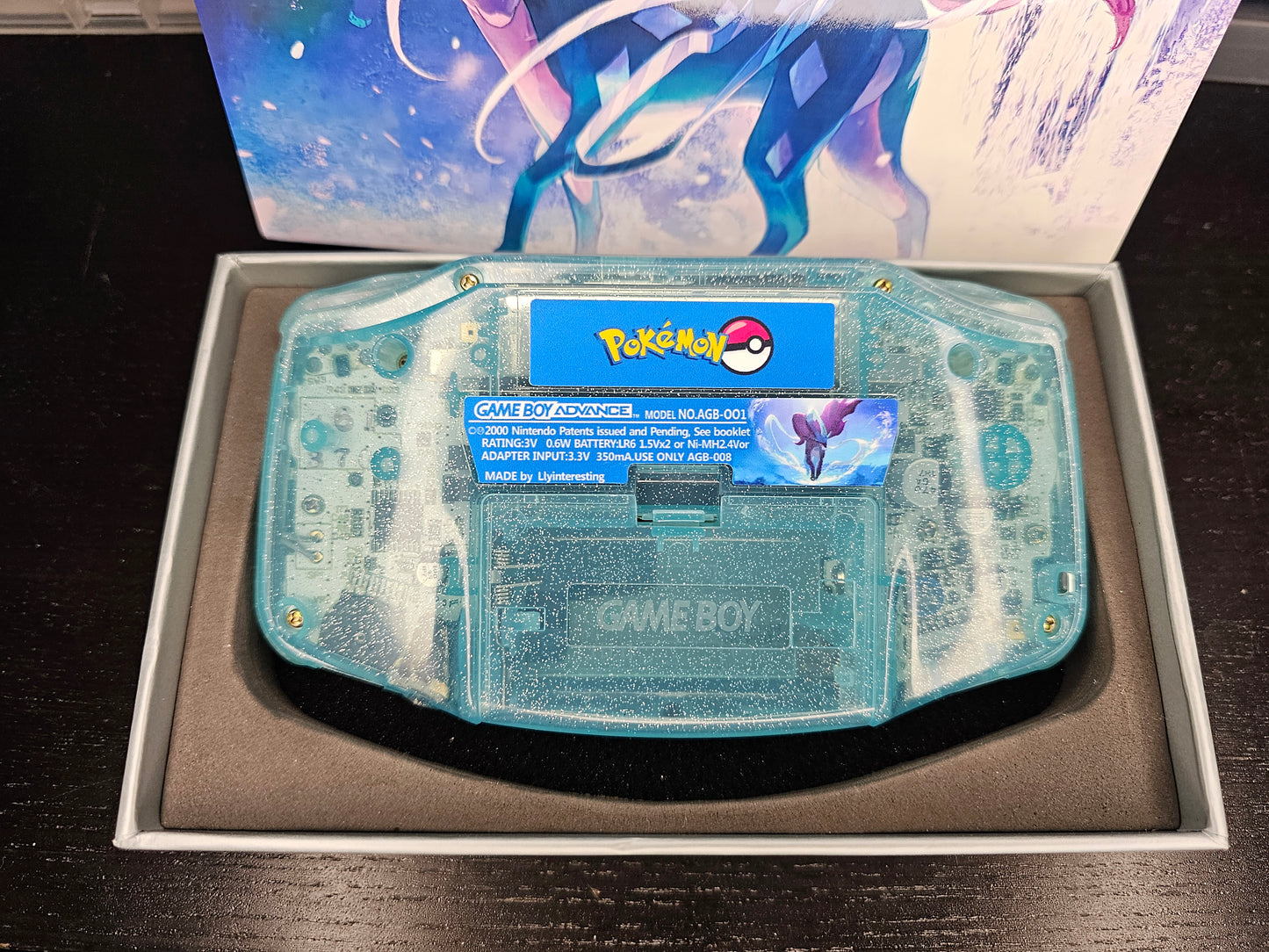 Nintendo Gameboy Advance Suicune Shell, Funnyplaying ITA backlit Screen. GBA. NWCR EXCLUSIVE