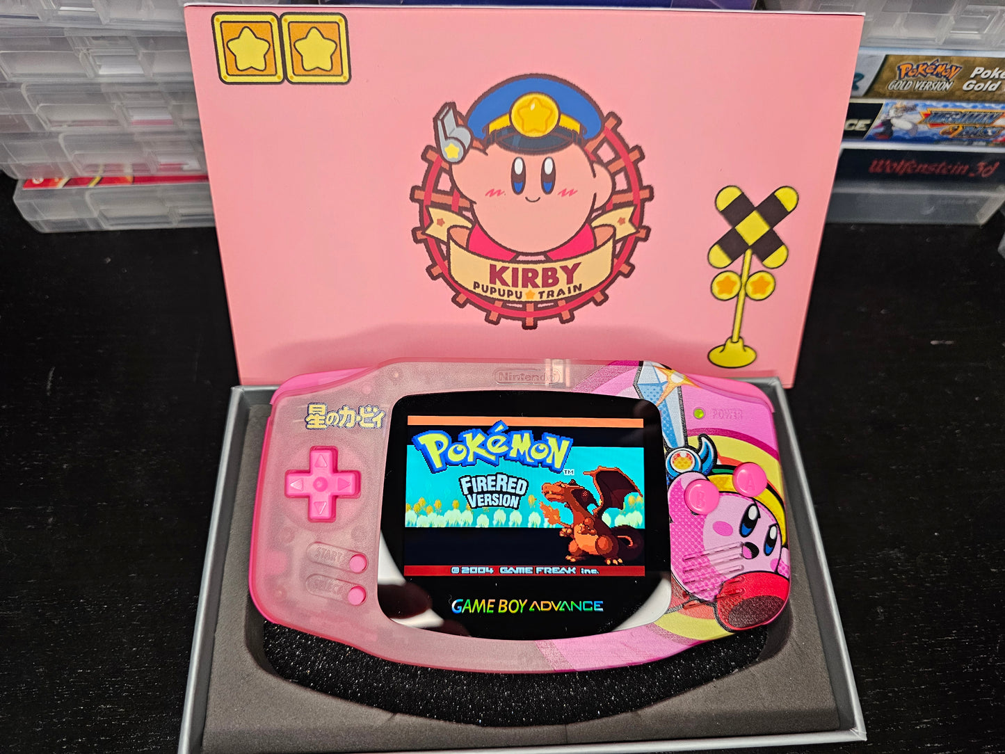 Nintendo Gameboy Advance Kirby Shell, FunnyPlaying IPS / AGS 101 backlit Screen. GBA