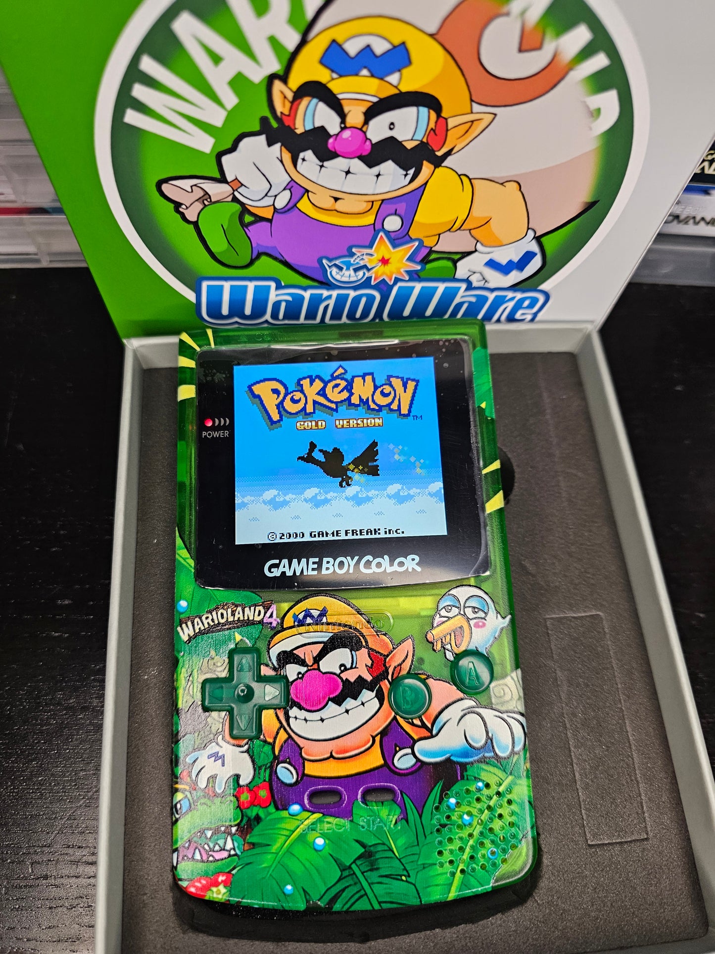 Nintendo Gameboy Color Uv Printed Pokemon Wario Shell Retro Pixel Q5 Ips Glass Screen. 25% Larger Screen.