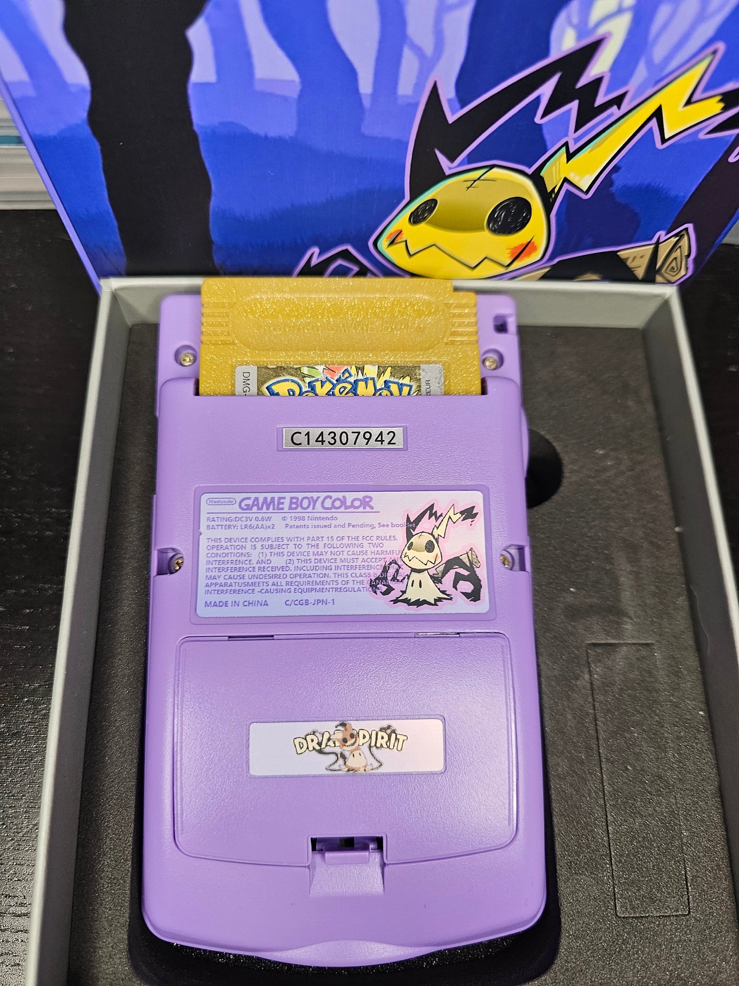 Mimikyu GBC Custom UV Printed Shells Matching Box