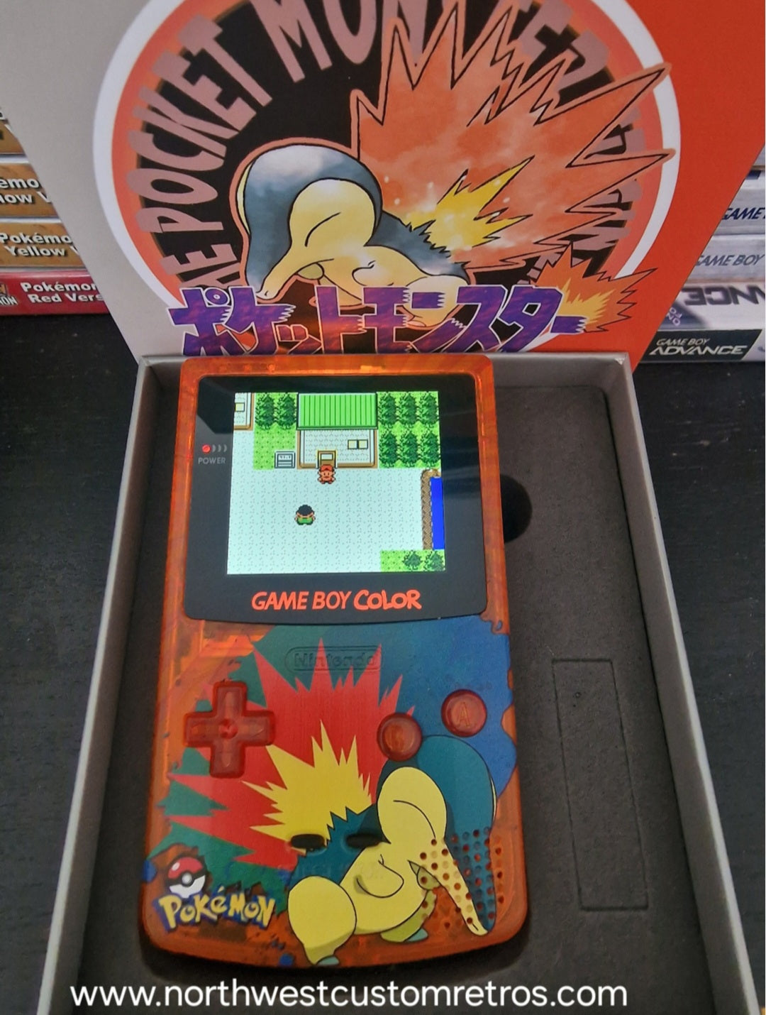 Nintendo Gameboy Color Uv Printed Cyndaquil Shell Retro Pixel Q5 Ips. 25% Larger Screen.