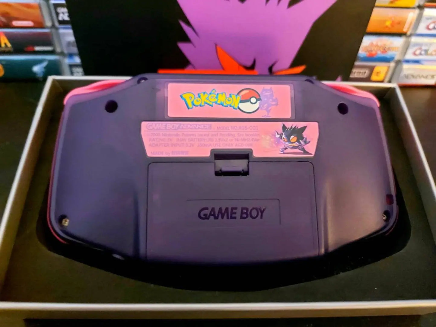 Gengar GBA Custom UV Printed Shells Matching Box