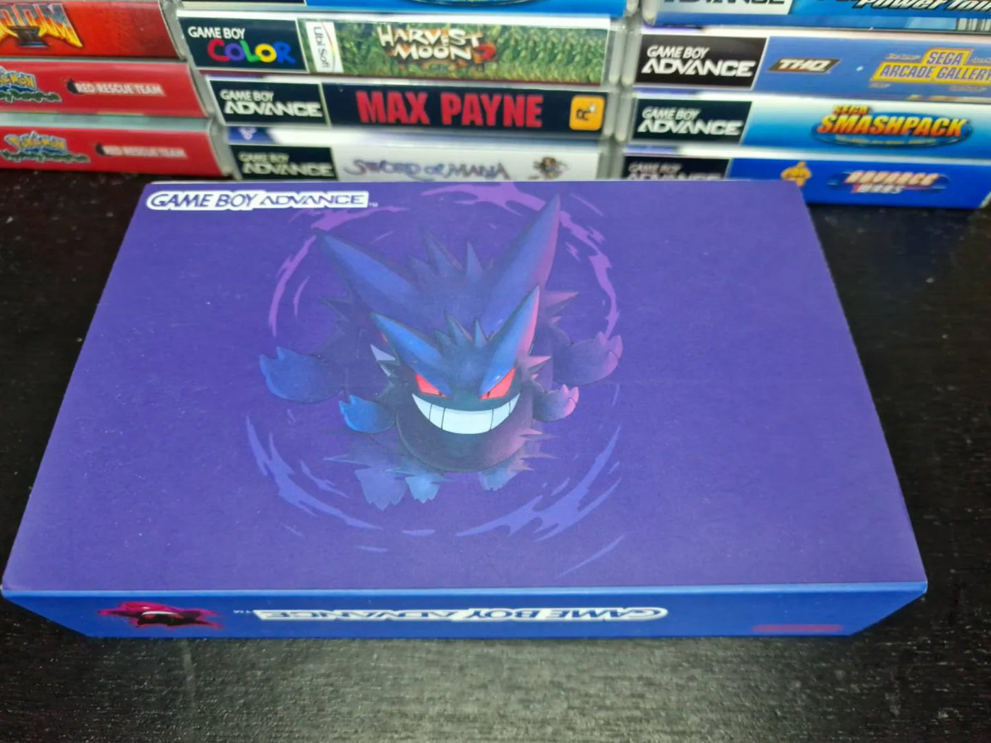 Dark Gengar GBA Custom UV Printed Shells Matching Box