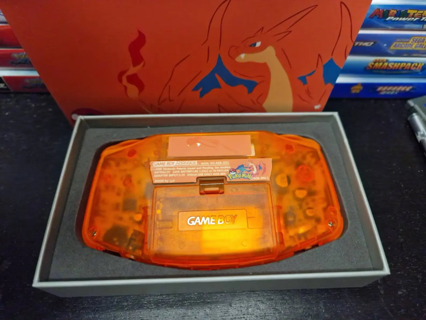 Charizard GBA Custom UV Printed Shells Matching Box