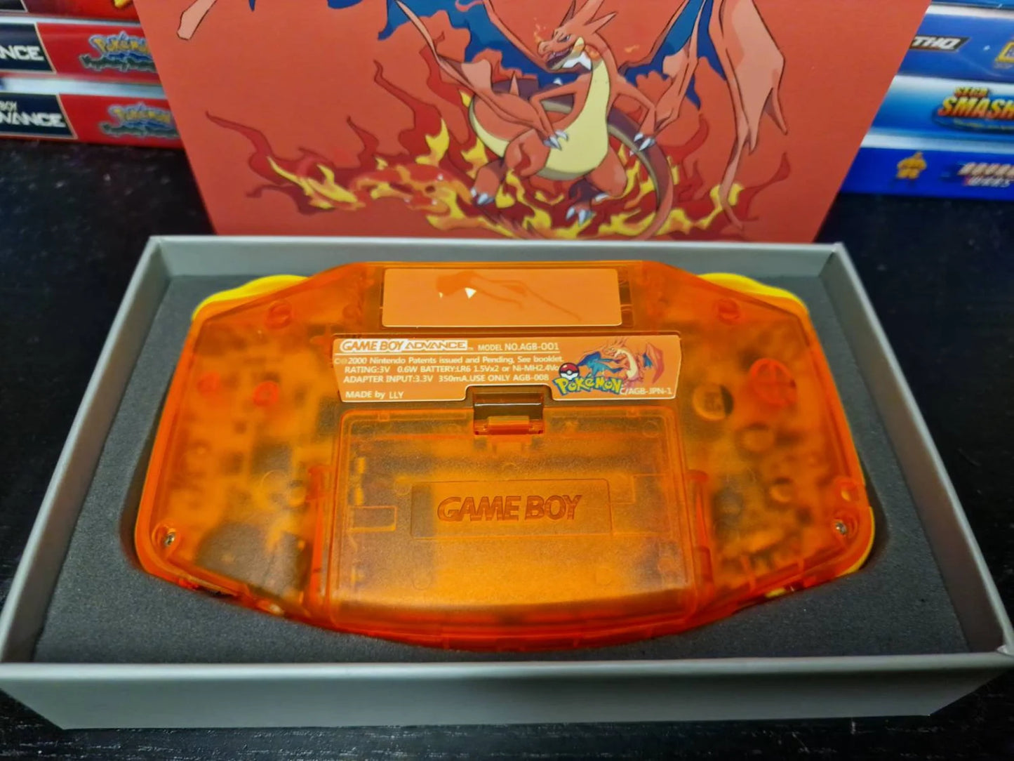 Charizard GBA Custom UV Printed Shells Matching Box