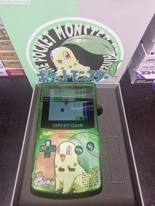 Chikorita GBC Custom UV Printed Shells Matching Box