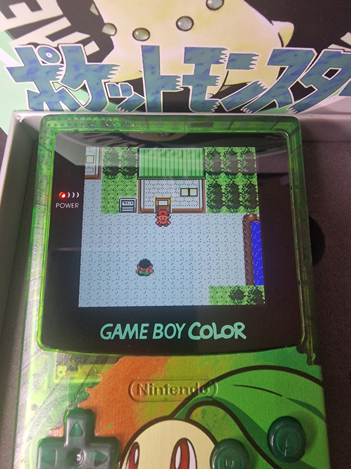 Chikorita GBC Custom UV Printed Shells Matching Box