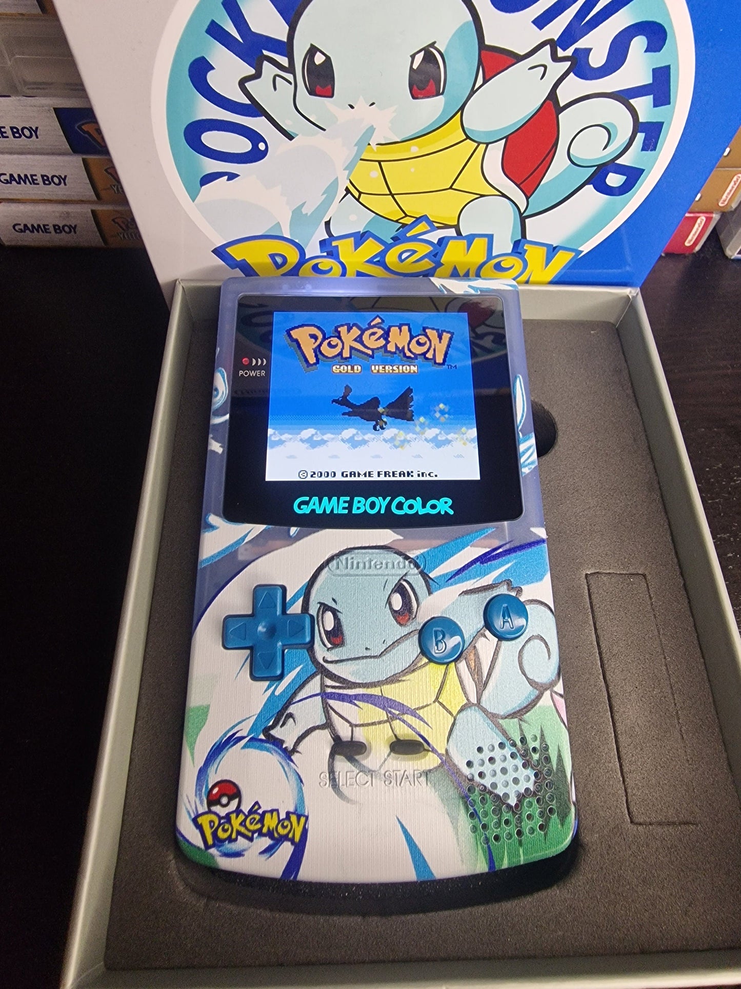 Nintendo Gameboy Color Uv Printed Pokemon Squirtle Shell Retro Pixel Q5 Ips Glass Screen. 25% Larger Screen.