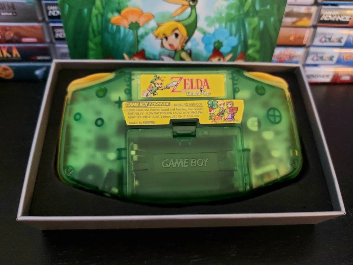 Nintendo Gameboy Advance Zelda Shell, Funnyplaying IPS / AGS 101 backlit Screen. GBA.