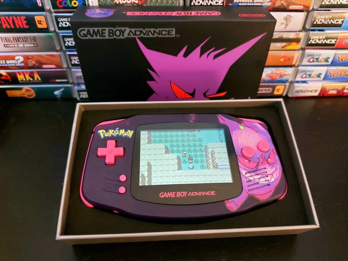 Nintendo Gameboy Advance Gengar Shell, Funnyplaying Ips / Ags 101 style backlit Screen. GBA.