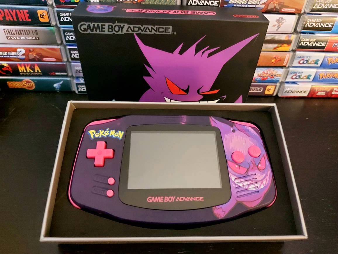 Nintendo Gameboy Advance Gengar Shell, Funnyplaying Ips / Ags 101 style backlit Screen. GBA.
