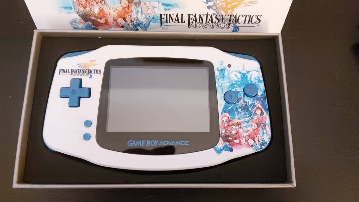 Nintendo Gameboy Advance Final Fantasy Tactics Shell, Funnyplaying Laminated Ips /Ags 101 display backlit Screen. GBA.