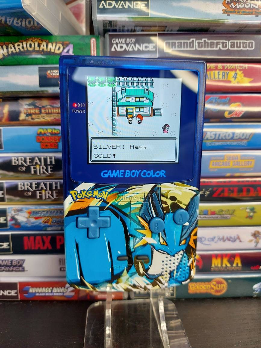 Nintendo Gameboy Color Uv Printed Swampert Shell Retro Pixel Q5 Ips Screen. 25% Larger Screen.