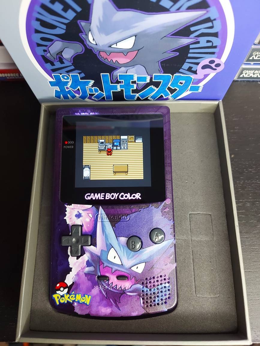 Nintendo Gameboy Color Uv Printed Haunter Shell Retro Pixel Q5 Ips Screen. 25% Larger Screen.