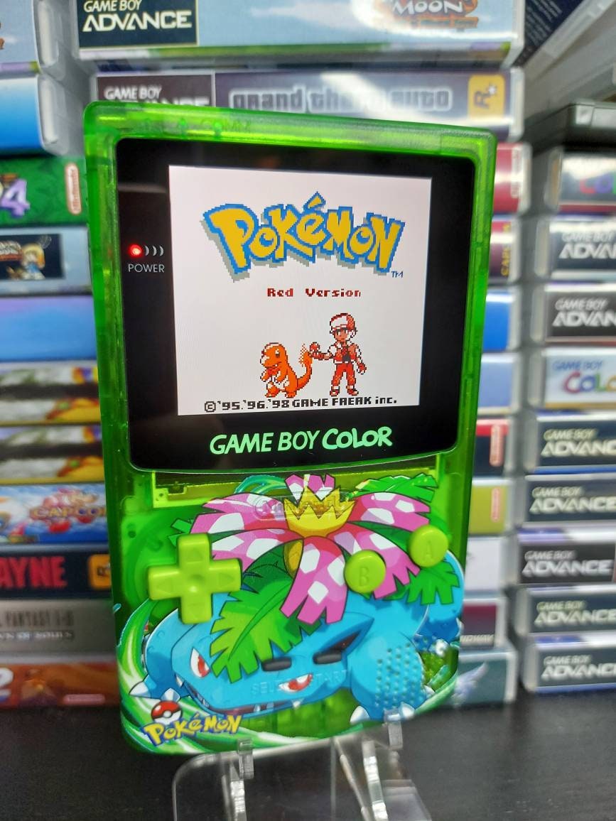 Nintendo Gameboy Color Uv Printed Pokemon Venusaur Shell Retro Pixel Q5 Ips Glass Screen. 25% Larger Screen.