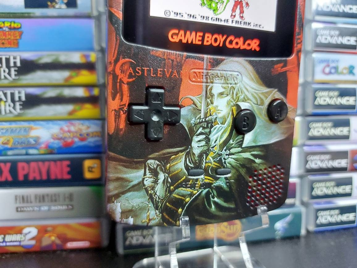 Nintendo Gameboy Color Uv Printed Castlevania Shell Retro Pixel Q5 Ips Glass Screen. 25% Larger Screen.