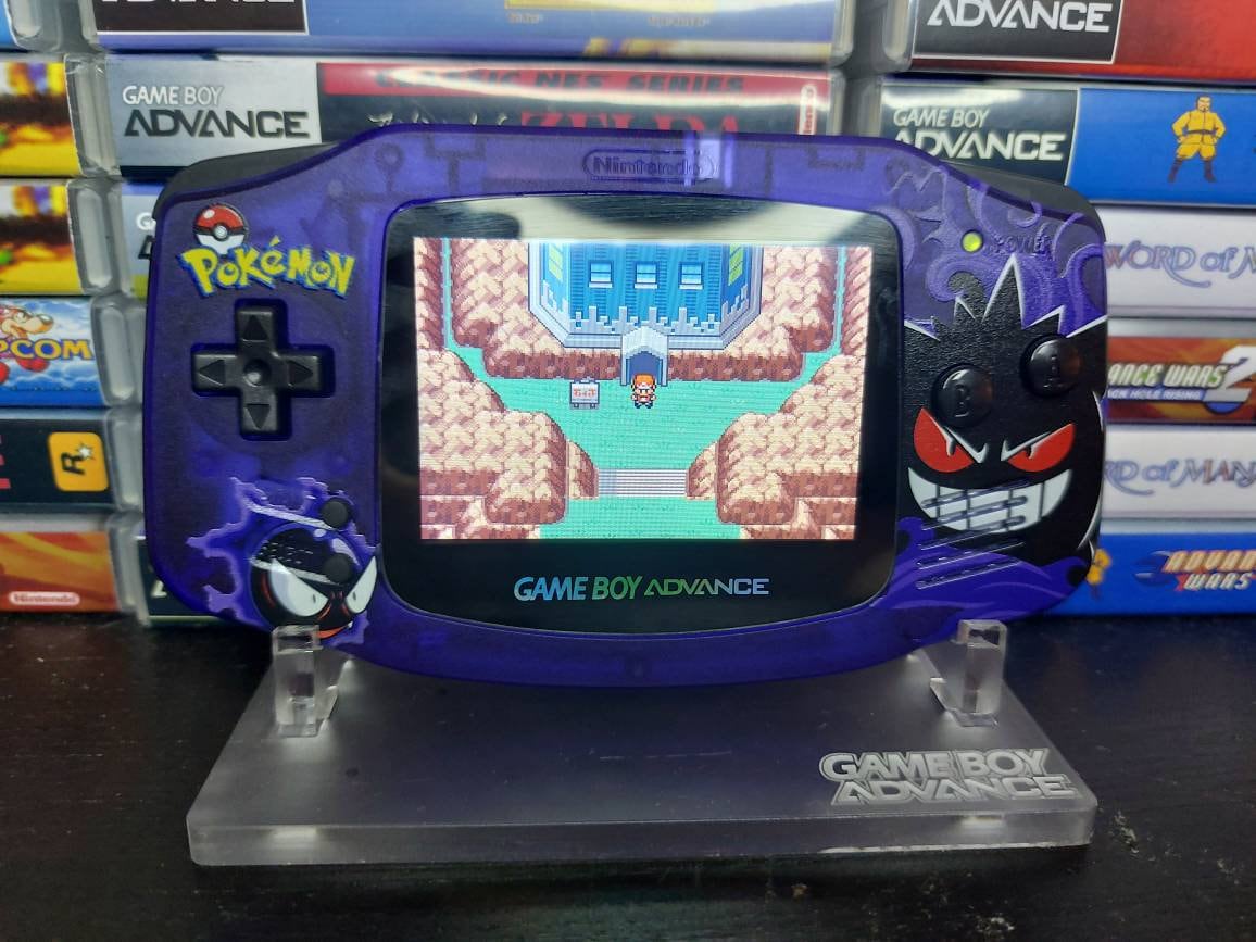 Nintendo Gameboy Advance Gengar, Gastley Haunter Shell, Funnyplaying Laminated IPS / ags 101 backlit Screen. GBA.