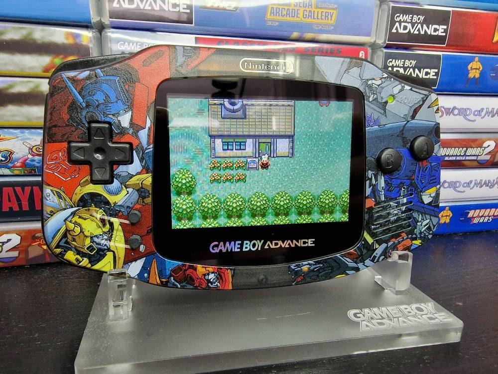 Nintendo Gameboy Advance Transformers Uv Printed Shell, Ips v2 backlit Screen. GBA.