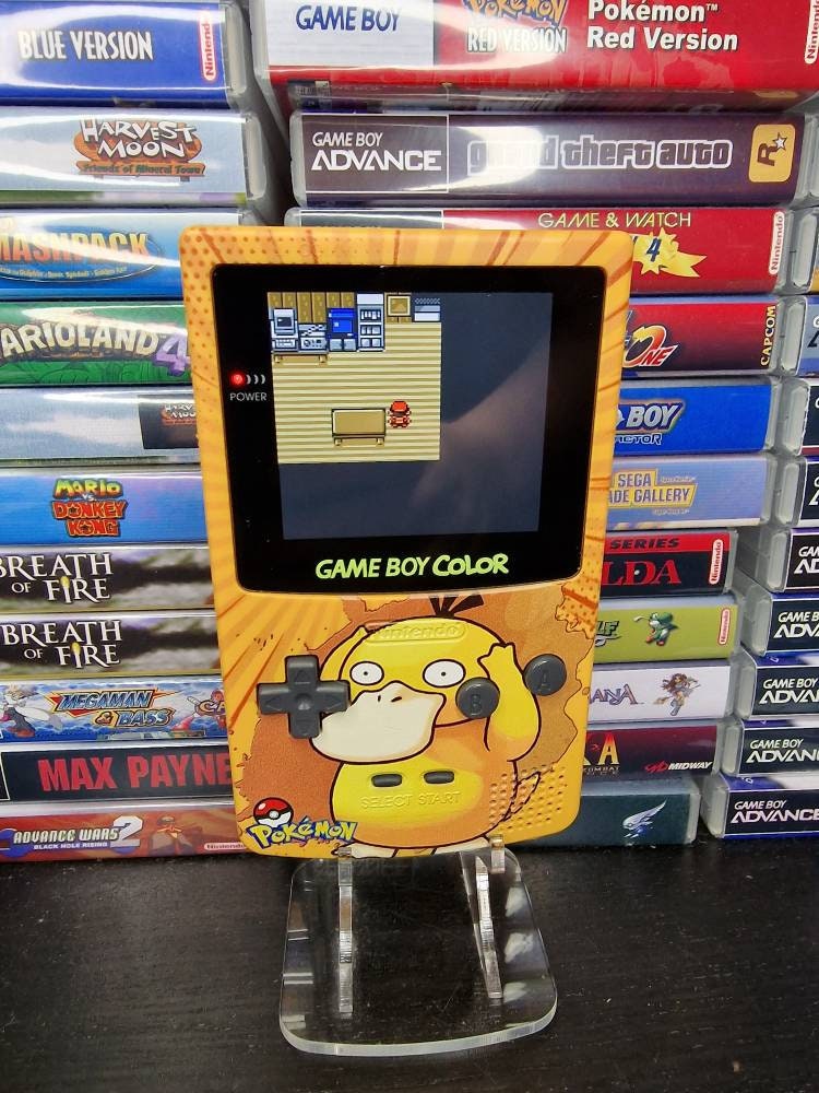 Nintendo Gameboy Color Uv Printed Psyduck Shell Retro Pixel Q5 Ips Screen. 25% Larger Screen.