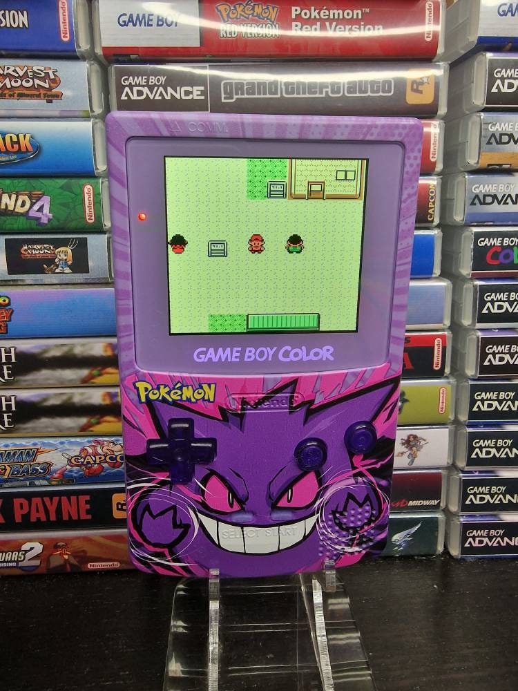 Nintendo Gameboy Color Uv Printed Gengar Shell Funnyplaying Retro Pixel Q5 Ips Screen. 25% Larger Screen.