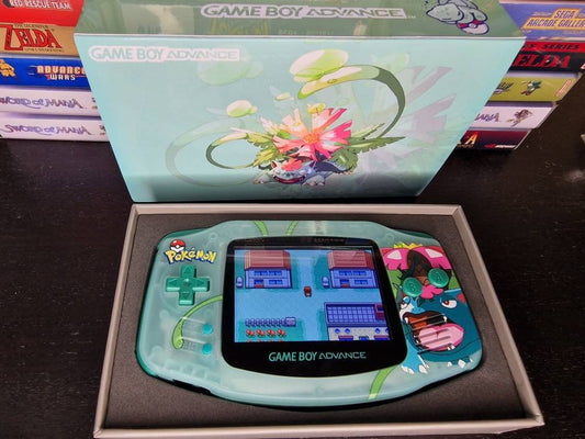 Nintendo Gameboy Advance Venusaur Shell, Funnyplaying Ips / Ags 101 style backlit Screen. GBA.