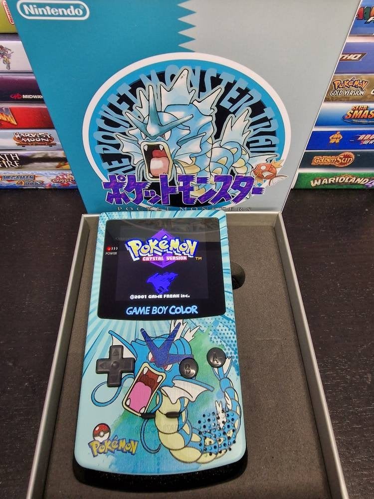 Gyarados GBC Custom UV Printed Shells Matching Box