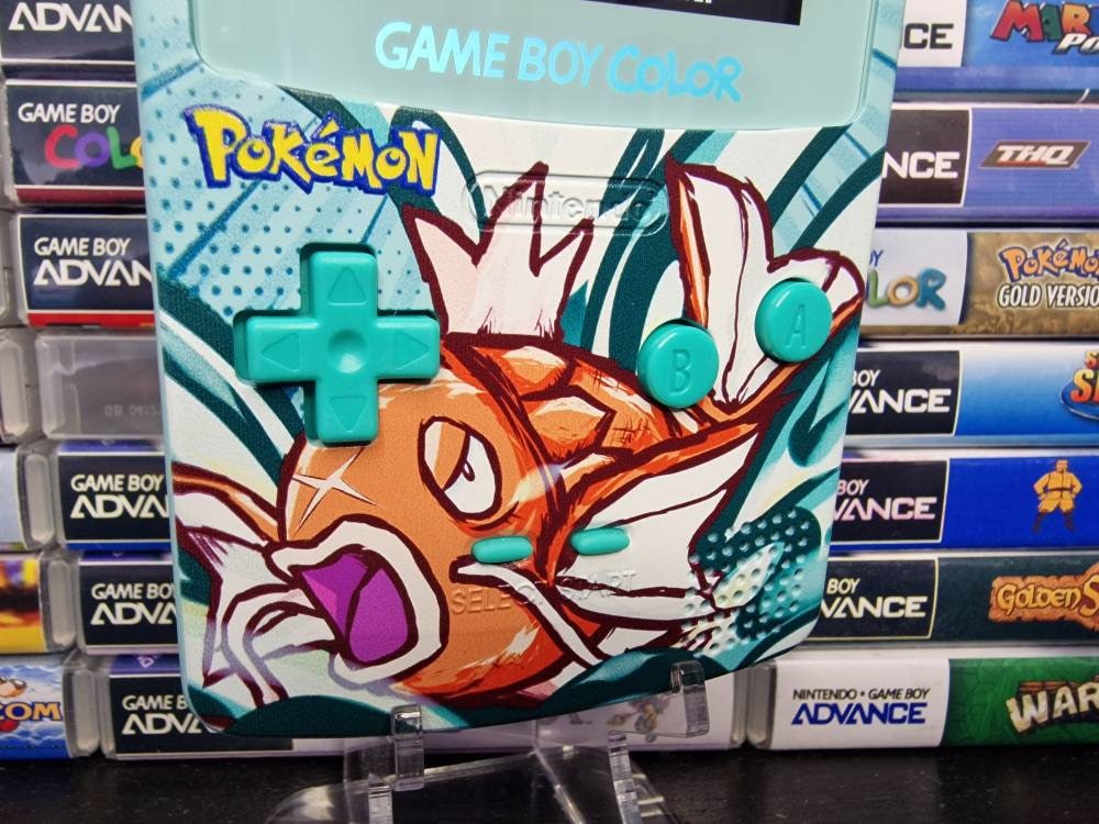 Nintendo Gameboy Color Uv Printed Magikarp Shell Funnyplaying Retro Pixel Q5 Ips Screen. 25% Larger Screen.