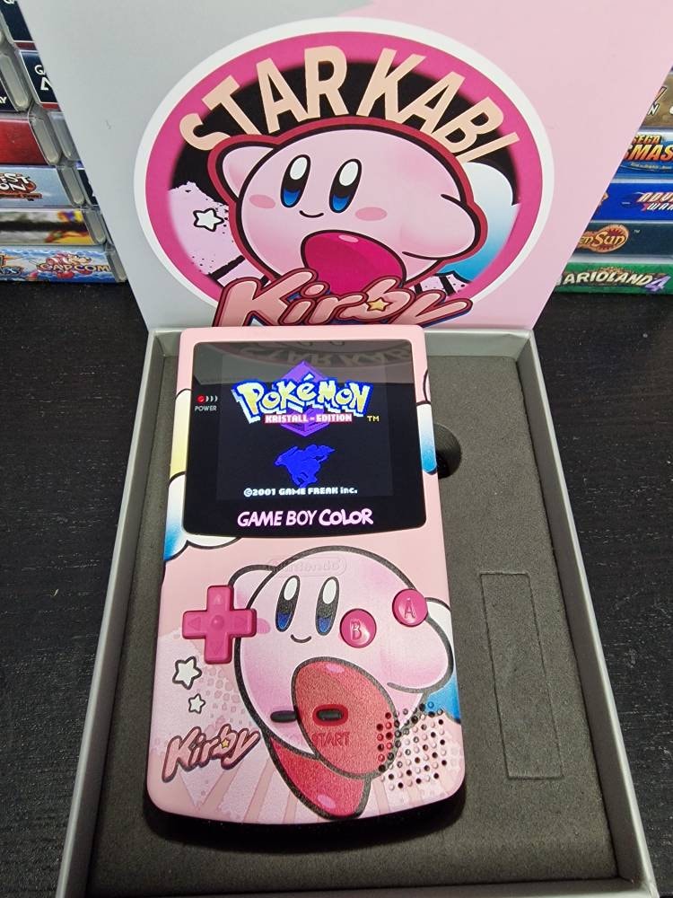 Nintendo Gameboy Color Uv Printed Kirby Shell Retro Pixel Q5 Ips Screen. 25% Larger Screen.