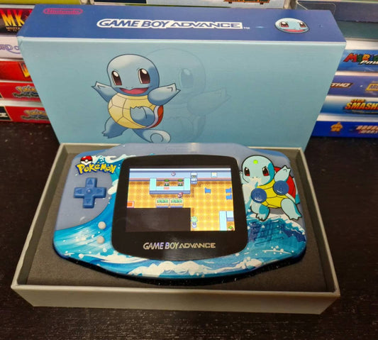 Nintendo Gameboy Advance Squirtle Pokemon Shell, Funnyplaying ips / Ags 101 backlit Screen. GBA.