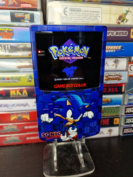 Nintendo Gameboy Color Uv Printed Sonic Shell Retro Pixel Q5 Ips Screen. 25% Larger Screen.