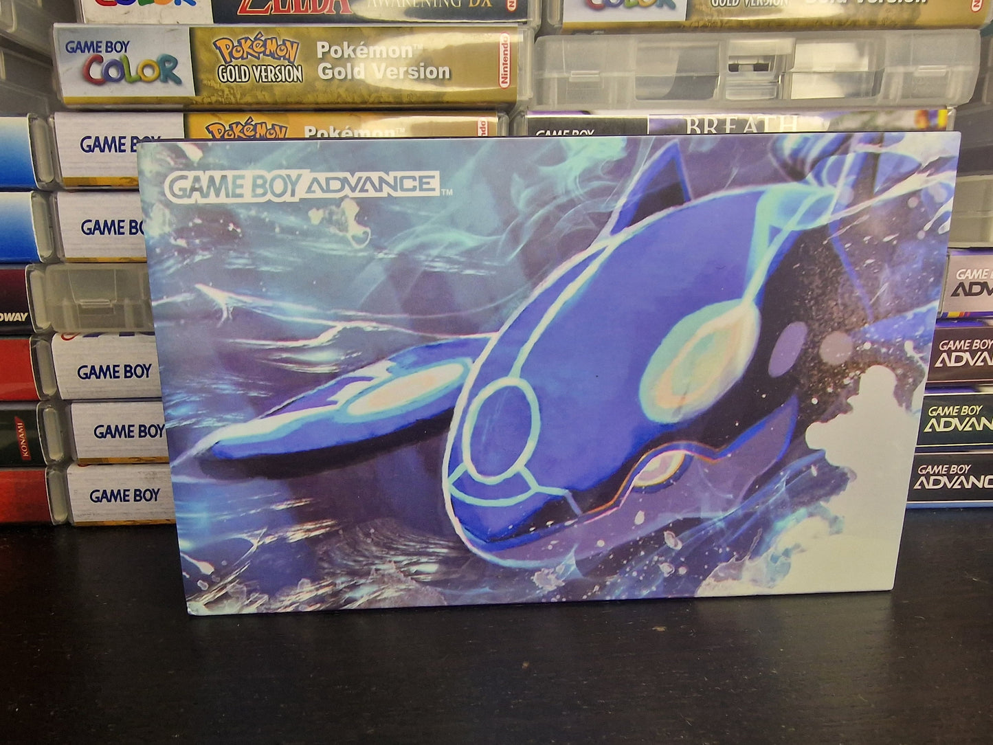 Nintendo Gameboy Advance Kyogre Shell, Funnyplaying Laminated IPS / AGS 101 backlit Screen. GBA.